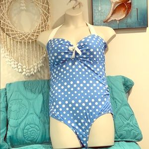 Torrid Blue and white polka dot Bathing Suit